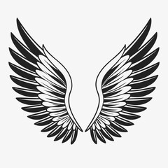 Obraz premium Black and white detailed wings graphic design