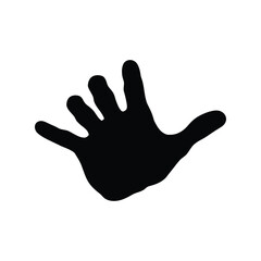 Obraz premium Open hand silhouette vector illustration, gesture icon, human palm symbol, black isolated design element