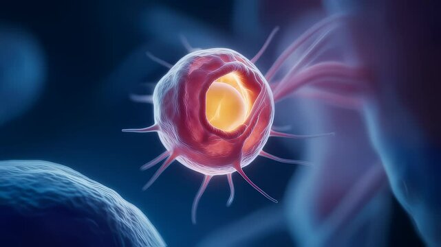 Amoeba-like cell moving and extending pseudopods