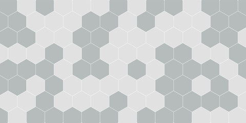 Honeycomb hexagonal seamless pattern. Gray, black, white beehive background. Gradation color. Honeycomb, bees hive cells pattern. Grid design, vector background.