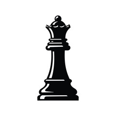 Queen chess piece silhouette vector illustration, classic game icon, strategy symbol, black isolated design


