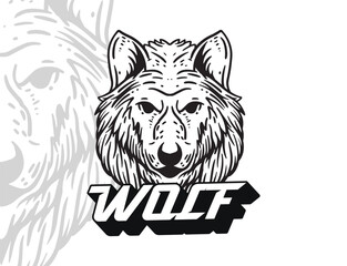 Wolf head black and white design vector