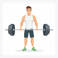 vector Sportsman with barbell. in the gym