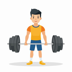 vector Sportsman with barbell. in the gym