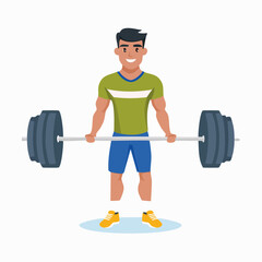 vector Sportsman with barbell. in the gym