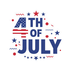 Fototapeta premium 4th of July typography vector illustration, patriotic Independence Day text, American holiday celebration design