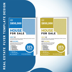 Obraz premium Real Estate Flyer Template for House Sale – Editable Vector Design with Modern Layout