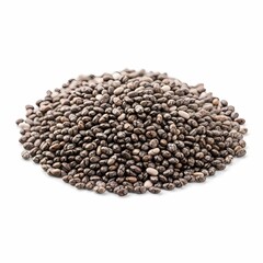 Pile of chia seeds on white background