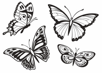 Stylized black butterfly vector illustration in tribal and abstract design for tattoos, logos, and decorative use