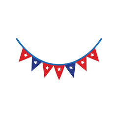 4th of July bunting vector illustration, patriotic American flag garland, Independence Day decoration

