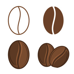 Coffee bean icon set. Vector isolated illustration