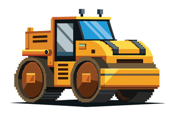 Pixel Art Road Roller – Retro Construction Vehicle in 8-bit 16-bit Pixel Style