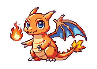  Pixel Art Dragon – Fantasy Flying Beast in 8-bit 16-bit 32-bit Pixel Style