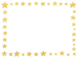 キラキラ金色の手描きの星のフレーム枠