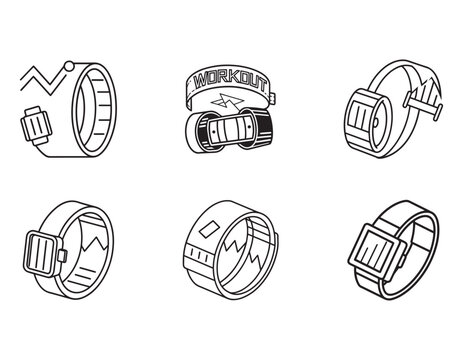 fitness band tracking workout statistics icon vector silhouette
