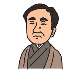 明治時代に活躍した男性の手描きイラスト