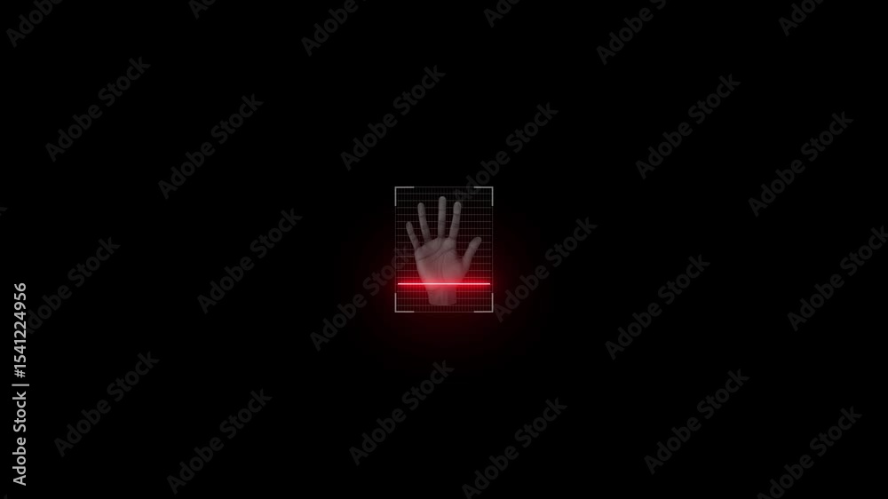 Wall mural fingerprint scanner animation | high-tech security interface. futuristic palm reader animation | fin