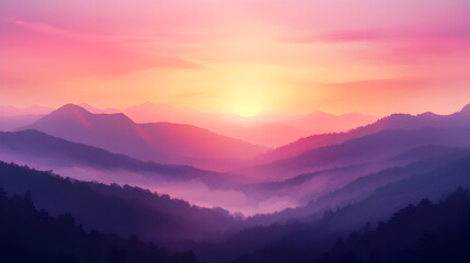Mountain landscape sunset skyline pink orange purple