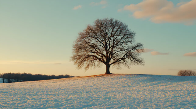 Lone tree snow winter landscape scenic