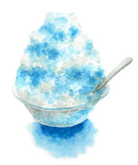 アナログ水彩かき氷ブルーハワイ