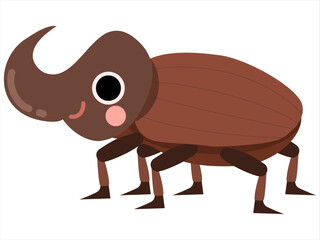 Cartoon Illustration of a Brown Beetle