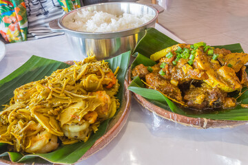Repas typiquement créole, île de la Réunion 