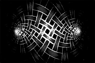 Abstract Black and White Optical Illusion with Interwoven Geometric Pattern