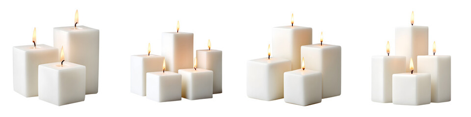 Minimalist arrangement of warm geometric candles