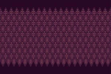 Seamless red fabric texture with knitted hearts, a romantic pink and violet Valentine's Day pattern illustration