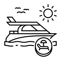 This Speedboat icon is suitable for Transportation, Travel and Tourism, etc