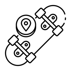 This Skateboard icon is suitable for Transportation, Travel and Tourism, etc