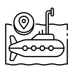 This Submarine icon is suitable for Transportation, Travel and Tourism, etc