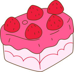 triangle cake with strawberry vector icon for birthday party, celebration card or festive sweet design