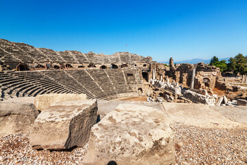 The remains of the Roman amphitheatre, Side, Antalya, Turkey