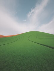 Obraz premium Rolling green hills under a cloudy sky