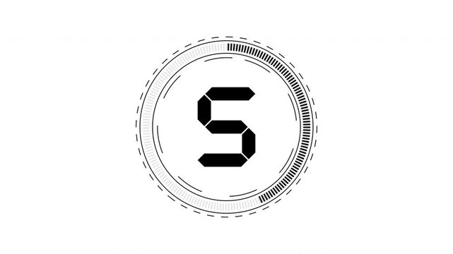 HUD high tech countdown black color on white background. 4k video