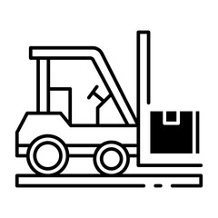This Forklift icon is suitable for Transportation, Travel and Tourism, etc