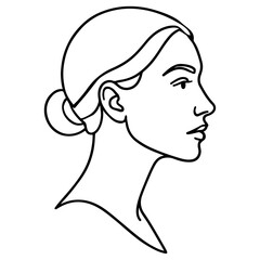 Elegant Profile of a Woman, Monoline Drawing