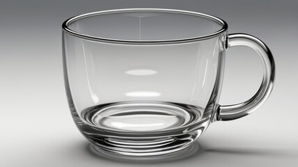 Empty Glass Mug on Gray Background