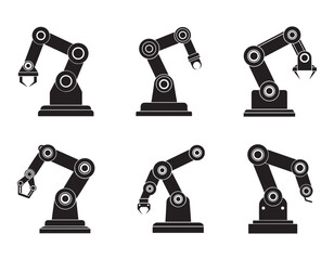 robotic arm for automation in manufacturing icon silhouette vector illustration