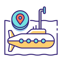 This Submarine icon is suitable for Transportation, Travel and Tourism, etc