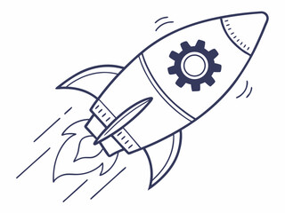 Modern Minimal Vector Icon Of A Rocket With Settings Gear Symbol