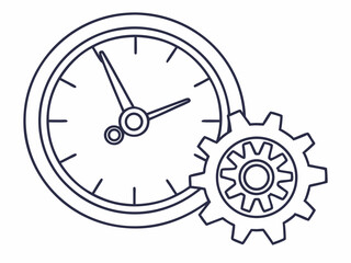 Professional Minimal Line Art Icon Of A Clock With A Gear Insid Design