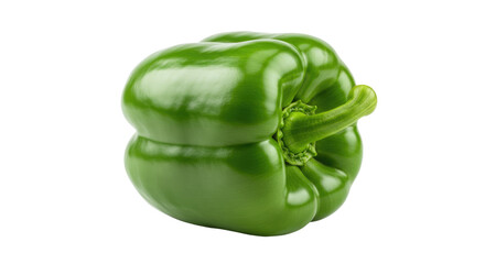 Fresh Vibrant Green Bell Pepper Isolated on White Background.
