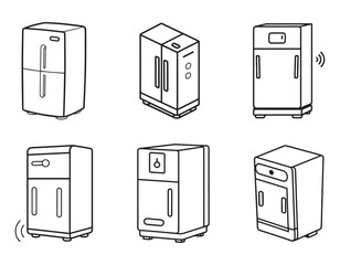 smart refrigerator with touch controls icon silhouette vector illustration