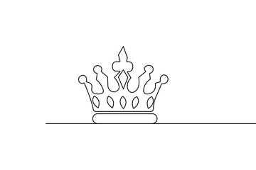 Elegant crown single one line drawing minimal outline vector design
