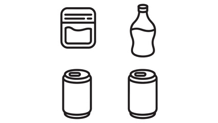 Drinks Packaging Vector Icons Cans, Bottles, and Pouches – Free Download