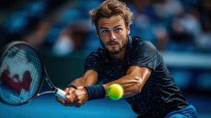 Tennis Player in Action on the Court