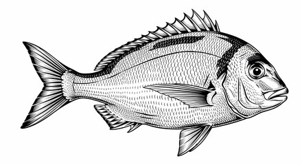 Obraz premium Dorado, Fish, Mahimahi, Vintage Engraving of a Dorado Fish