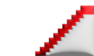 Red staircase against a white wall illustrating progression and upward movement